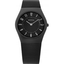 11930-222 Bering Time Ladies All Black Mesh Watch