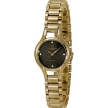 129-1GW Christina London Ladies Elegance Black Dial Watch