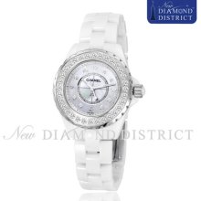 2.75ct Diamond Chanel J12 Ceramic Mother Of Pearl Dial 33mm H2422 Watch -sku32