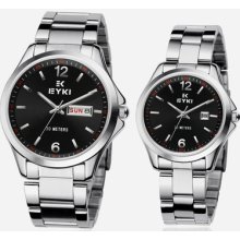 2013 Japan Movement Date Fashion Quartz Mens Womens Eyki S/steel Wrist Watch
