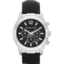 $225 Michael Kors Men's Layton Leather Stainless Steel Watch Mk8215