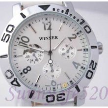 4 Dials Silver Auto Mechanical Men Women Wrist Watch Us