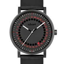 A.B.Art Men's Quartz Watch With Black Dial Analogue Display And Black Leather Strap O150