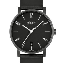 A.B.Art Men's Quartz Watch With Black Dial Analogue Display And Black Leather Strap O151