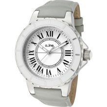 A Line Women's Marina White Dial Grey Leather Watch ...