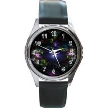 Abstract GraphicRound Metal Watch 04