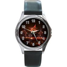 Abstract Graphics Unisex Silver-Tone Round Metal Watch 12