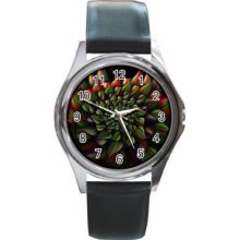 Abstract Graphics Unisex Silver-Tone Round Metal Watch 23