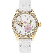 Adee Kaye Ladies Ip Gold Plated Stainless Steel Heartbeat Automatic Wa