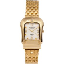 Akribos Diamond Ladies Gold Tone Quartz Buckle Watch Msrp $495.00