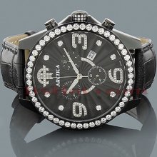 Arctica Watches Mens Diamond Watch 4.00ct Black