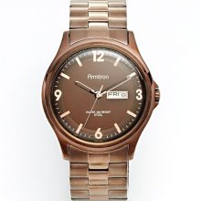 Armitron Menâ€™s Brown Band with Rose Gold Accents with Brown Dial Watch