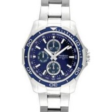 Armitron Men`s Silver Stainless Sport/ Dress Watch W/ Blue Plated Bezel