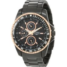 Armitron Men's 20/4739trti Black-ion Plated And Rosegold-tone Multi-function Sta