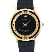 Armitron Mens Black Leather Dress Watch - ARMITRON CORPORATION