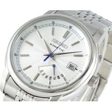 Authenti Seiko Neo Classic Srn027p1 Kinetic Day Date Stainless Steel Men's Watch