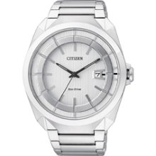 AW1010-57B (AW1011-54A) - Citizen Eco-Drive White Steel Date XL 50m Dress Watch