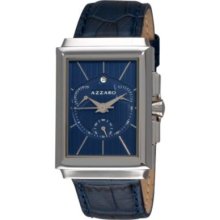 Azzaro Legend Rectangular Men's Swiss Quartz Leather Strap Watch B