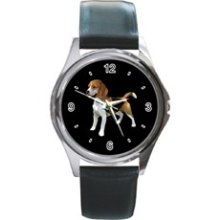 Beagle Custom Watch Leather Band Mens Photo Watch