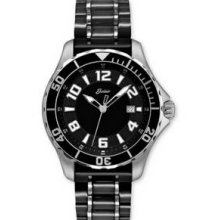 Belair Men`s Stainless Steel Black Watch W/ Ceramic Case And Bracelet