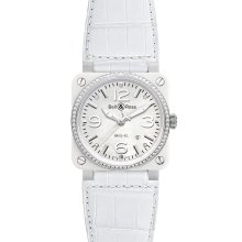 Bell & Ross BR03-92 Automatic 42mm BR03-92 White Ceramic Diamonds Alligator