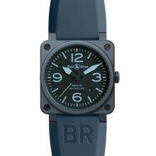 Bell & Ross Men's Black Dial Watch BR0392-ceram-blue