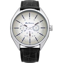 Ben Sherman Men's Quartz Watch With Beige Dial Analogue Display And Black Leather Strap Bs024