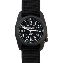 Bertucci A-2T Mens Vintage Watch - Black Titanium - Black Nylon Strap - Black Vintage Dial - 12027