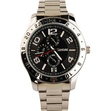 Black Tone Stainless Steel Shape Round Quartz Watch For Men