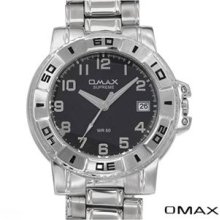 Brand New OMAX 00XT0023V002 Stainless Steel Men's Date Watch - silver