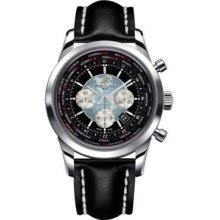 Breitling Transocean Chronograph Unitime Stainless Steel AB0510U4/BB62-leather-black-deployant