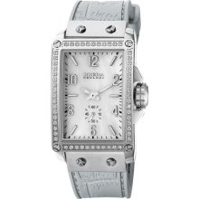 Brera 'Francesca' Diamond Case Silicone Strap Watch Silver