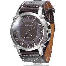 Brown Unisex PU Analog Quartz Wrist Watch