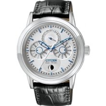 BU0030-00A - Citizen Eco-Drive Moon Phase Leather Muti Hand Elegant Watch