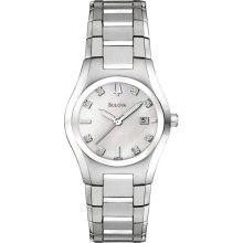 Bulova 96p108 8 Diamond Mop Dial Steel Watch In Stock Ready To Ship