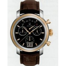 Bulova Accutron Men`s Amerigo Chronograph Quartz Watch W/ Leather Strap