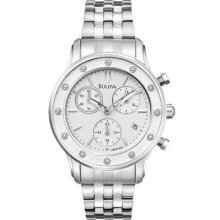 Bulova Chronograph Diamond Dial Ladies Watch 96r165