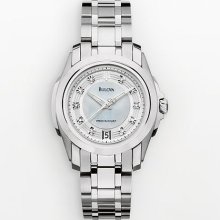 Bulova Precisionist Stainless Steel Diamond Accent And Mother-Of-Pearl