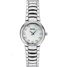 Bulova Women's 96p20 Diamond Accent Stainless Steel Pearl Dial Watch