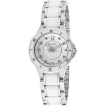 Bulova Women's 98p124 Ceramic And Stainless Diamond