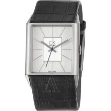 Calvin Klein Men's 'Angular' Stainless Steel and Leather Strap Watch