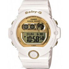 Casio Baby-G Flash Alert Glossy White Strap Mirror Gold BG6901-7