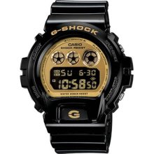 Casio DW6900CB-1D Black Plastic Resin G-Shock Gold Tone Digital Dial