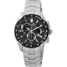 Casio Ef521sp-1a Edifice Watch Solid S/steel Chronograph Black Patterned Dial