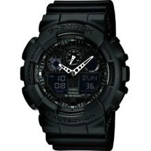 Casio Ga-100-1a1er G-shock Black Reverse Lcd 200m 5 Alarm Uk Seller