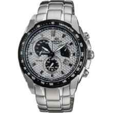 Casio Men's Stainless Steel Edifice Patterned Silver Tone Dial EF521GF-7A