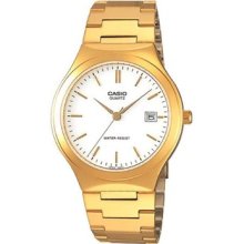 Casio Mtp-1170n-7a Men's St.steel Gold Plated Wr. Calendar Watch