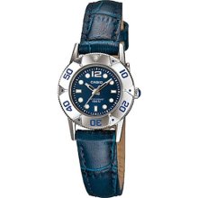 Casio Women's Core LTD2001L-2AV Blue Leather Quartz Watch with Bl ...