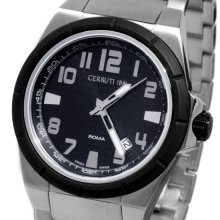 Cerruti 1881 Men's Roma Campione Swiss Quartz Ss Watch Black New Free