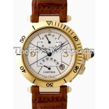 Certified Pre-Owned Cartier Pasha 38mm GMT Gold Watch W3014456